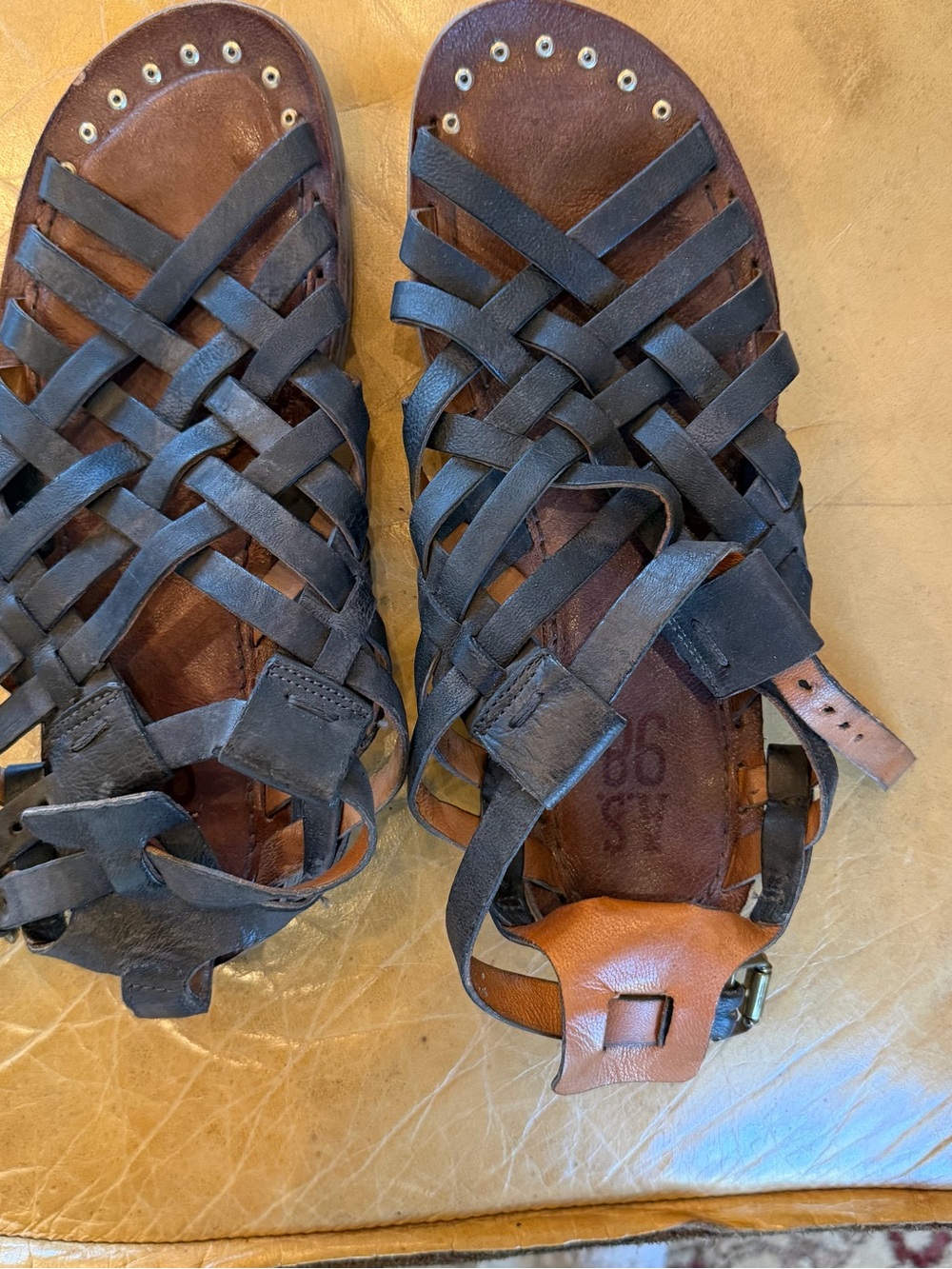 Women’s A.S. 98 Woven Leather Sandals - Black